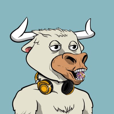 Bull wearing headphones