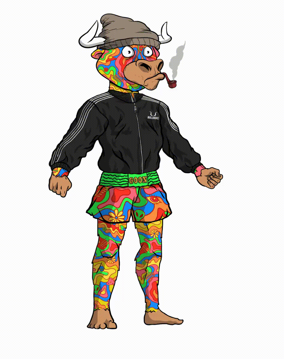 Animated colorful hippie bull